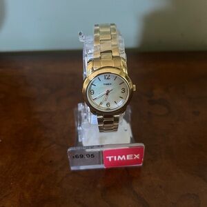 Timex Gold Bracelet Watch with White Dial